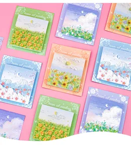 Bloc-notes adhésifs paysage peinture à l'huile mignon ensemble papeterie décorative