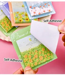Notes autocollantes peinture à l'huile esthétiques mignonnes blocs-notes décoratifs