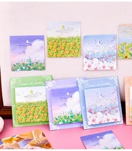 Notes adhesives esthetiques peinture a l'huile detail, jolis blocs-notes et papeterie.