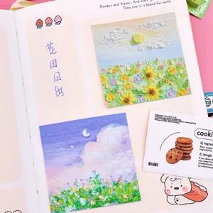 Jolis blocs-notes autocollants peinture à l'huile autocollants de paysage pour fournitures scolaires