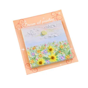 Notes adhésives mignonnes de peinture à l'huile avec design de paysage artistique.