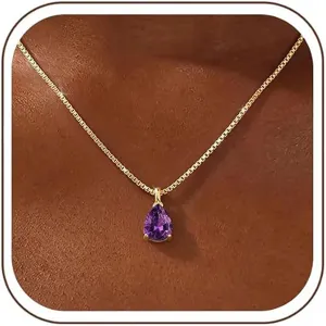 Detailed view of the elegant teardrop purple gemstone pendant showcasing its exquisite craftsmanship.