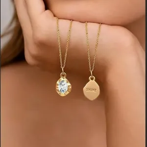 collier double couche en zircone cuivre plaque or 14k bijou de clavicule tendance