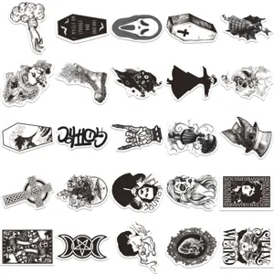 50pz adesivi gotici rock in bianco e nero graffiti impermeabili in vinile per skateboard