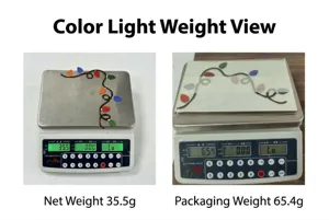 Primer plano detallado del adhesivo de pared de luces navideñas con diseño ligero y compacto.