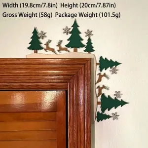 Navidad madera puerta esquina decoracion cartel, festivo hogar deco arbol reno y ciervo.