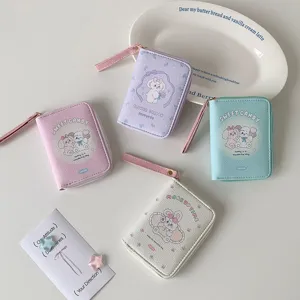 Ins Korean Style Cartoon PU Leather Coin Purse Cute Animal Print Zipper Card Holder Portable Small Wallet For Women Girls