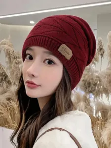 Women winter slouchy knit beanie hat warm thick fleece lined hat daily casual stylish headwear