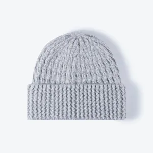 Classic grey knit beanie for autumn and winter, warm ribbed cuff winter hat for daily wear.