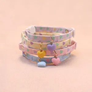 Cute Cat Collar Adjustable Safety Buckle Pet Neck Strap With Heart Pendant Bell For Small Dogs Cats Pet Accessories