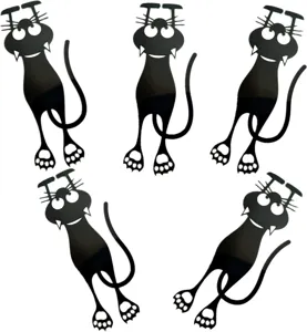 Cute black cat acrylic hollow bookmark detail showing funny hanging design and fine workmanship.