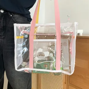 Transparent PVC beach tote bag large waterproof storage handbag for outdoor swimming shopping