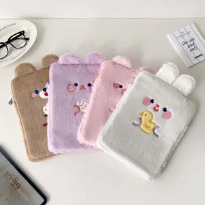 Cute plush tablet sleeve iPad case soft cartoon animal embroidered protective bag