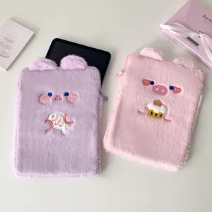 Cute plush tablet sleeve 11 inch iPad protective bag soft cartoon storage case aesthetic