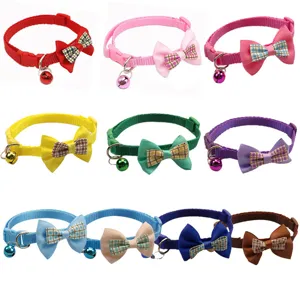 Cute Plaid Bowknot Pet Cat Dog Collar With Bell Polypropylene Kitten Puppy Neck Strap Adjustable Pet Supplies Accessories
