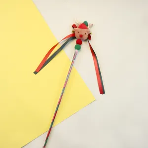 Juguete varita para gato de Navidad reno de peluche cinta roja y verde entretenimiento