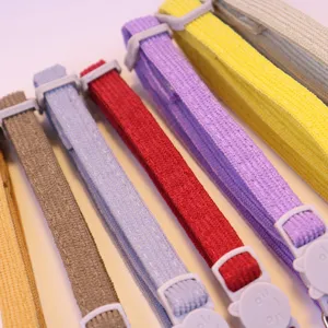 Colorful pet collar detail featuring cute cat buckle, adjustable design for dogs and cats.