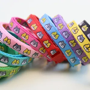 Colorful cute cartoon pet collar adjustable puppy kitten neck strap with printed cute animal design