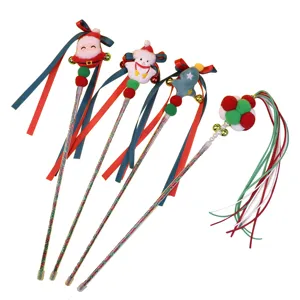 Varita de gato de Navidad juguete interactivo para mascotas con cintas y cascabeles
