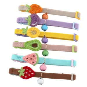 Leuke fruit kattenhalsband set met bel elastische macaron huisdierketting voor kleine honden.