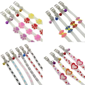 Glow in the dark pet collar silicone cat dog collar with bell cute charms pet accessories