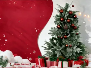 Artificial Christmas tree with gift boxes holiday decoration prop festive party display detail