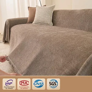 Housse de canapé à chevron marron universelle toutes saisons couverture de protection