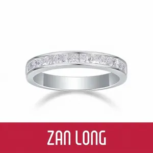 S925 Sterling Silver Princess Square Cut Moissanite Ring For Women Luxury Full Moissanite Eternity Ring Engagement Wedding Jewelry