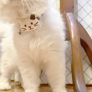 Cute cat collar with bell adjustable soft pet necklace cute animal design for dogs and cats.