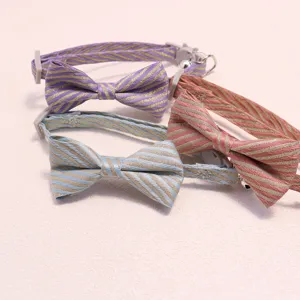 Pet cat dog collar striped bow tie neck strap adjustable accessories for lovely pets daily wear