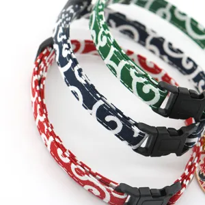 Japanese style pet cat dog collar with bell cute traditional pattern puppy neck strap adjustable