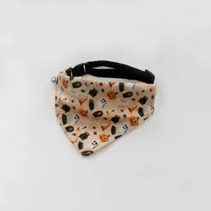 Halloween pet bandana with bell for dogs and cats, cute adjustable holiday neck collar accessory.