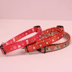 Christmas cat collar festive puppy neck strap holiday pet accessories detail view