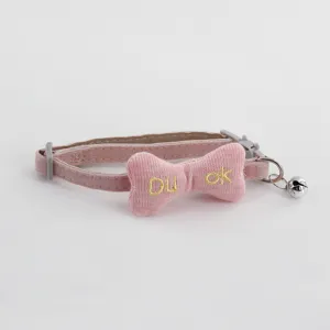 Pink pet cat dog collar with plush bone bow charm and cute bell for daily wear and styling