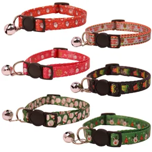 Christmas cat collar with bell breakaway festive pet neck strap holiday kitten accessories