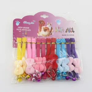 Schattige pluche strik huisdier halsband verstelbare kat en hond nekband met bel accessoire