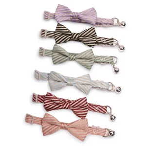Pet Cat Collar Cute Bowknot Bell Striped Kitten Neck Strap Adjustable Small Dog Puppy Neckwear Pet Accessories