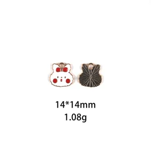 Süßer Cartoon Schleife Kaninchen Legierung Öl Tropfen Anhänger für DIY Schmuck 14x14mm.
