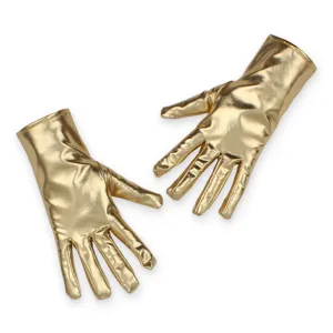 Gold metallic shiny short gloves for party dance stage performance costume accessories.