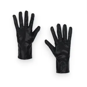 Black shiny patent leather gloves for women, short punk dance stage performance gloves.