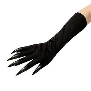 Black long claw gloves Halloween cosplay costume spooky ghost nail gloves main product view