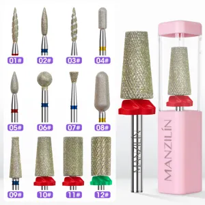 MANZILIN Punte Professionali per Unghie al Diamante Strumento per la Pulizia delle Cuticole Manicure Russa Placcato Oro per Macchina Elettrica