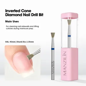 Punta per unghie in diamante cono inverso 45mm per pulizia cuticole manicure professionale.