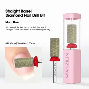 Punta per unghie in diamante a cilindro diritto per manicure elettrica professionale.