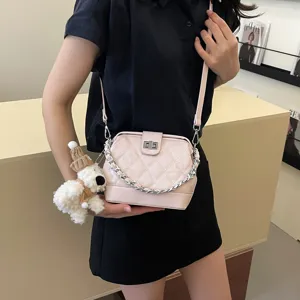 Chic trapuntata borsa a tracolla da donna, elegante borsa in pelle PU stile coreano.