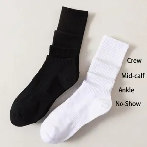 Classic black and white cotton socks set featuring four different lengths for daily wear.