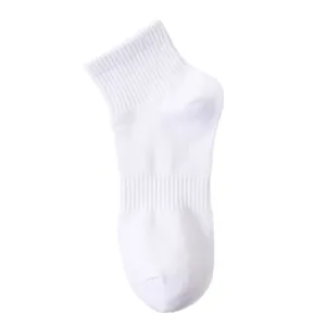 Classic white cotton crew socks for men and women, breathable athletic casual socks.