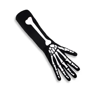 Halloween skeleton gloves black long arm bone print costume party accessories for adults