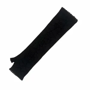 Gants longs sans doigts en dentelle noire motif toile d'araignee pour costume de fete