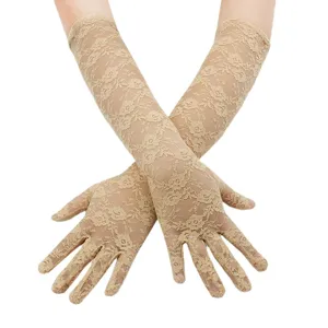 Women long lace gloves sexy thin breathable sun protection bridal wedding arm sleeves.